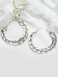 JOKER & WITCH Silver-Toned Contemporary Hoop Earrings