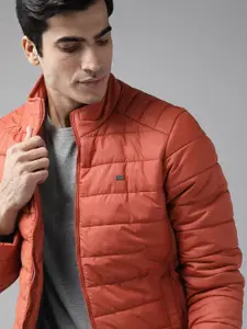 Roadster Men Rust Red Solid Padded Jacket