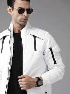 Roadster Men White Solid Padded Jacket