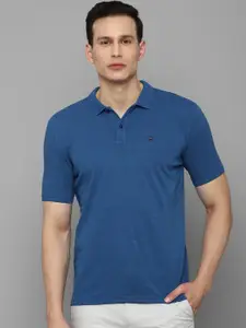 Louis Philippe Sport Men Blue Pure Cotton Slim Fit Solid T-shirt