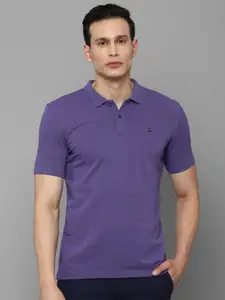 Louis Philippe Sport Men Purple Brand Logo Polo Collar T-shirt