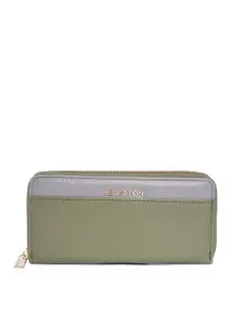 United Colors of Benetton Olive Green Solid Zip Around Wallet