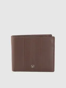 Allen Solly Men Coffee Brown Textured Leather Two Fold Wallet