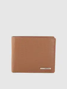 Allen Solly Men Tan Brown Croc-Textured Leather Two Fold Wallet