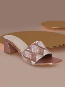 Bowtoes Women Rose Gold Embellished Sandals