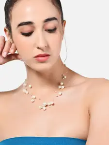 Zaveri Pearls White & Silver-Plated Layered Necklace