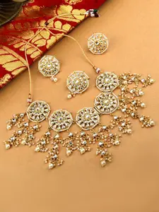 Zaveri Pearls Gold-Plated Kundan Choker Necklace & Earring Set
