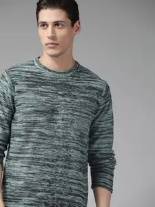Roadster Men Grey & Black Colourblocked Pullover