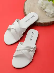 Vishudh Women White Open Toe Flats