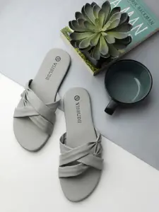Vishudh Women Grey Open Toe Flats