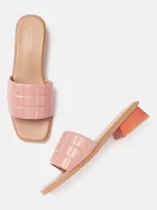 Allen Solly Women Peach-Coloured Quilted Open Toe Flats