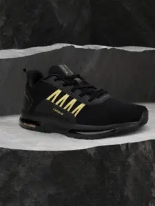 Campus Men Black Mesh Road Running Shoes