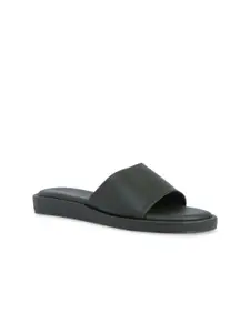 ERIDANI Women Olive Green Open Toe Flats