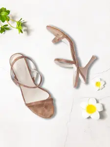 ERIDANI Women Beige Animal Printed Sandals