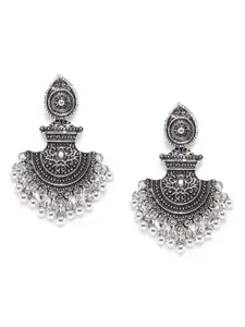 Anouk Oxidised Silver-Plated Textured Crescent Shaped Chandbalis