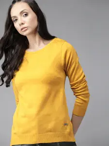 Roadster Women Mustard Yellow Solid Pullover