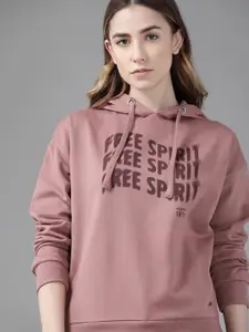 Roadster Women Mauve Printed Hooded Sweatshirt