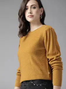 Roadster Women Brown Self Design Pullover