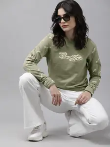 Roadster Women Green Printed Sweatshirt
