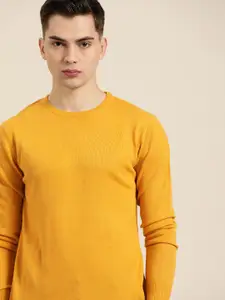 INVICTUS Men Mustard Yellow Solid Pullover