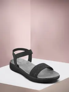 Mochi Women Black Solid Sandals