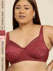 Sztori Plus Size Pack Of 2 Floral Lace Everyday Bra