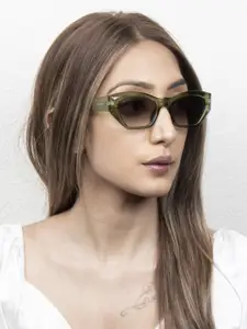 Ted Smith Women Grey Lens & Green Cateye Sunglasses TS-IPEARLS_GRN