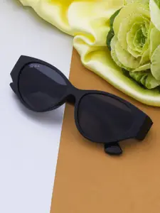 Ted Smith Women Grey UV Protected Lens Lens & Black Cateye Sunglasses TS-LINDA_BLK