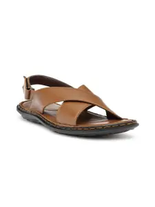 Teakwood Leathers Men Tan Leather Comfort Sandals