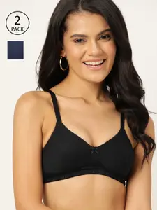 DressBerry Pack Of 2 Solid T-shirt Bra Medium Coverage