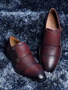 LOUIS STITCH Men Premium Leather Dual Tone Patina Monk Shoes