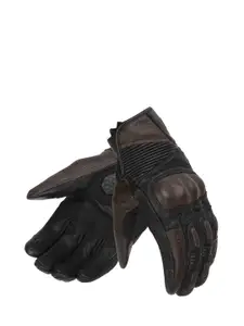 Royal Enfield Men Black & Brown Vamos Leather Vamos Riding Gloves