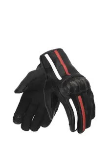 Royal Enfield Men Black & Red Leather Gritty Riding Gloves