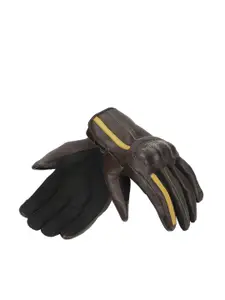 Royal Enfield Men Brown & Olive Green Leather Gritty Riding Gloves