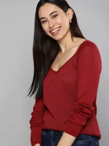Mast & Harbour Women Red Solid Pullover