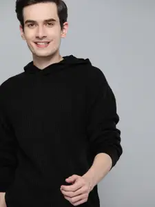 Mast & Harbour Men Black Ribbed Pullover