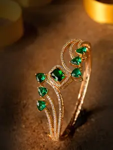 Saraf RS Jewellery Gold-Plated & Green Handcrafted Bangle-Style Bracelet