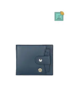 WildHorn Men Blue Textured Leather Two Fold Wallet