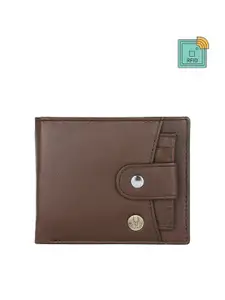WildHorn Men Brown Solid RFID Leather Two Fold Wallet