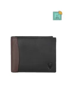 WildHorn Men Black & Brown Colourblocked Two Fold Wallet