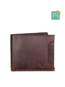 WildHorn Men Maroon Solid Leather RFID Two Fold Wallet