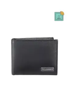 WildHorn Men Black Textured Genuine Leather RFID Two Fold Wallet