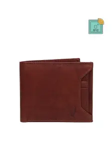 WildHorn Men Brown Solid Leather RFID Protected Two Fold Wallet