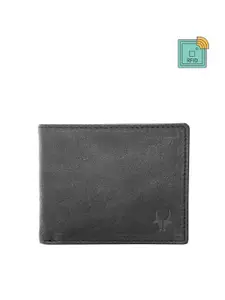 WildHorn Men Black Textured Leather Two Fold Wallet