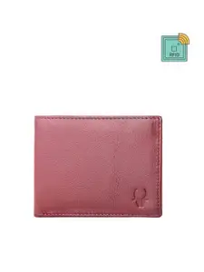 WildHorn Men Red Textured Two Fold Wallet