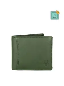 WildHorn Men Olive Green Solid Two Fold Wallet