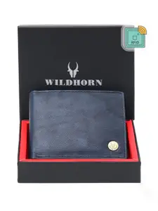 WildHorn Men Blue Textured Two Fold Wallet