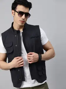 Roadster  X Discovery Men Navy Blue Pure Cotton Sustainable Tailored Jacket