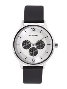Sonata Men White Analogue Watch 7140SL01