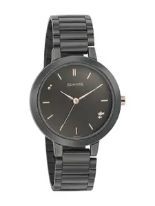 Sonata Women Grey Dial Bracelet Style Straps Analogue Watch NN8141KM03